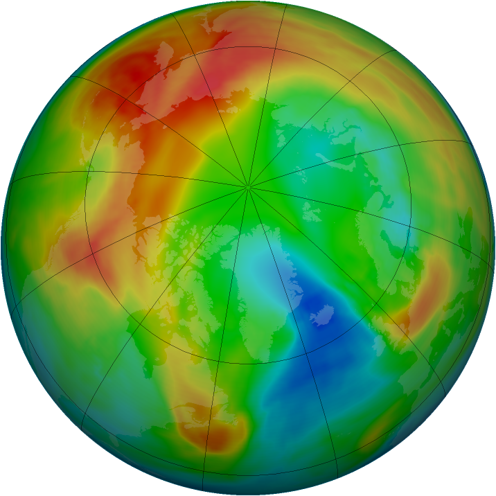 Arctic ozone map for 13 February 2005